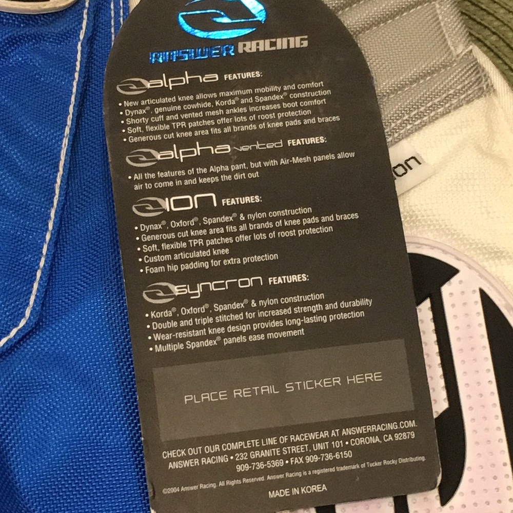 Answer | ION Motocross Racing Pants - Picture 15 of 17